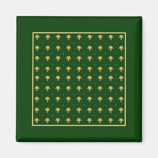 Elegant Green en Gold Damask Magneet (Voorkant)