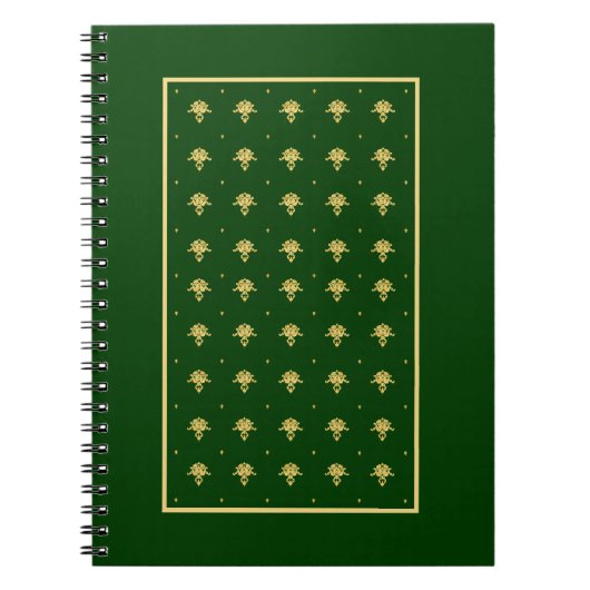 Elegant Green en Gold Damask Notitieboek (Voorkant)