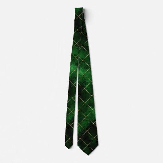 Elegant Green en Gold Diamonds St Patrick's Day Stropdas (Achterkant)