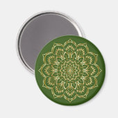 Elegant Green en Gold Floral Mandala Pattern Magneet (Voorkant / Achterkant)