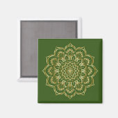 Elegant Green en Gold Floral Mandala Pattern Magneet (Voorkant / Achterkant)
