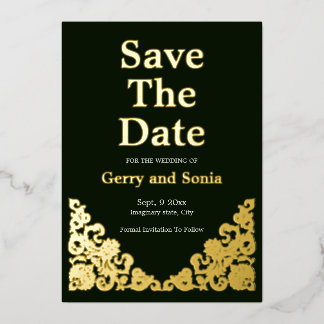 Elegant Green en Gold Folie Uitnodiging