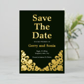 Elegant Green en Gold Folie Uitnodiging (Staand Voorkant)