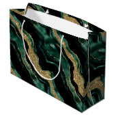 Elegant Green en Gold Glitter Agate Birthday Groot Cadeauzakje (Achterkant Gekanteld)