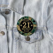 Elegant Green en Gold Glitter Agate Birthday Ronde Button 7,6 Cm (In situ)