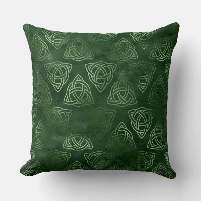Elegant Green en Gold Irish Celtic Pattern Kussen (Voorkant)