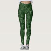 Elegant Green en Gold Irish Celtic Pattern Leggings (Voorkant)