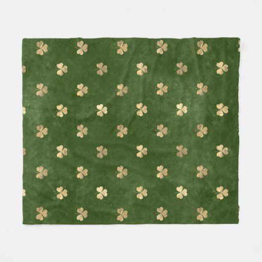Elegant Green en Gold Irish Shamrock Clover Fleece Deken (Voorkant (Horizontaal))