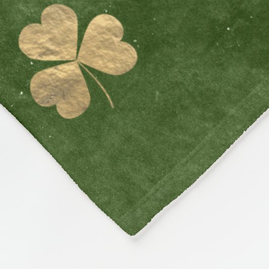 Elegant Green en Gold Irish Shamrock Clover Fleece Deken (Hoek)