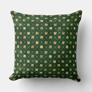 Elegant Green en Gold Irish Shamrock Clover Kussen