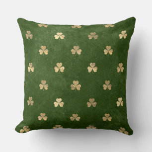 Elegant Green en Gold Irish Shamrock Clover Kussen