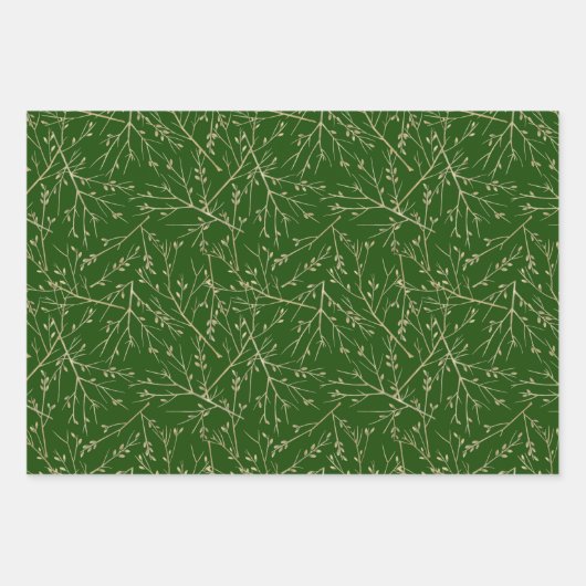 Elegant Green- en Gold-patronen Inpakpapier Vel (Voorkant)