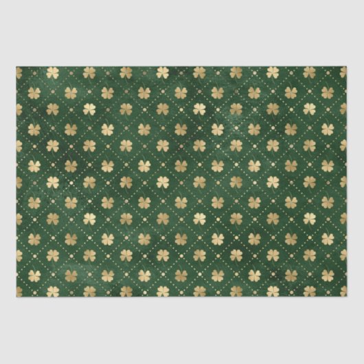 Elegant Green en Gold Shamrock Pattern Tissuepapier (Voorkant)