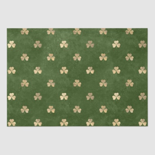 Elegant Green en Gold Shamrock Pattern Tissuepapier (Voorkant)