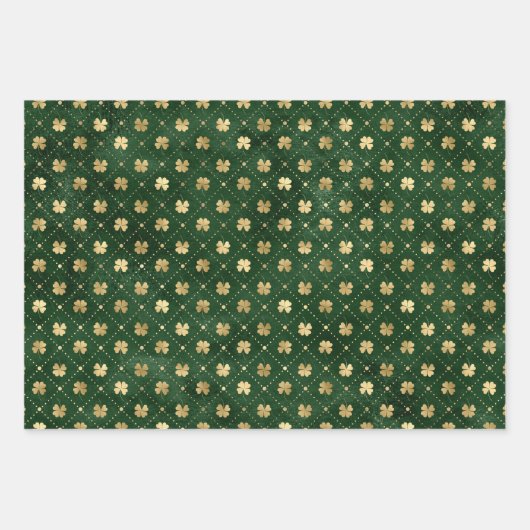 Elegant Green en Gold Shamrock St Patrick's Day Inpakpapier Vel (Voorkant 3)