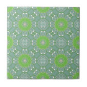 Elegant Green Ethnic Boho Mosaic Geometric Pattern Tegeltje (Voorkant)