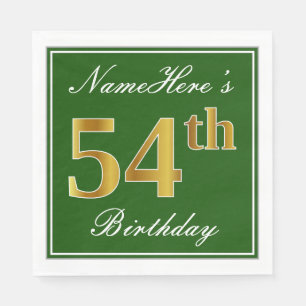 Elegant Green, Faux Gold 54th Birthday + naam Servet