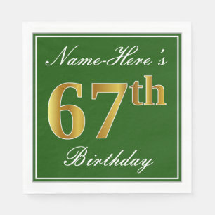 Elegant Green, Faux Gold 67th Birthday + Naam Servet
