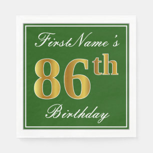 Elegant Green, Faux Gold 86th Birthday + Naam Servetten