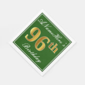 Elegant Green, Faux Gold 96th Birthday + Naam Servet (Hoek)