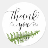 Elegant Green Fern Foliage Dank u Sticker (Voorkant)
