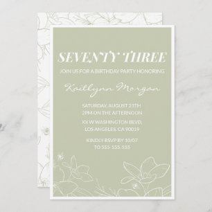 Elégant Green Floral 73e anniversaire invitations
