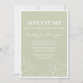 Elégant Green Floral 76e anniversaire invitations (Devant)