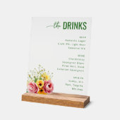 Elegant Green Floral Beverage Menu (Angle)