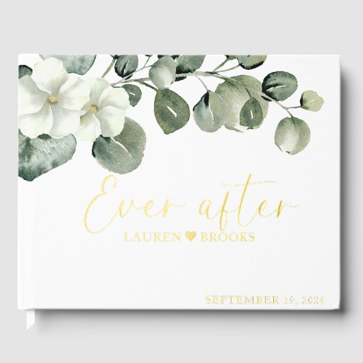 Elegant Green Floral Bridal mariage livre d'hôtes (Recto)