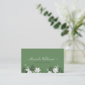 Elegant Green Floral Design Visitekaartje (Staand voorkant)