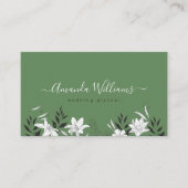 Elegant Green Floral Design Visitekaartje (Voorkant)