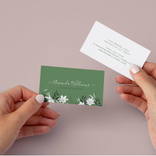 Elegant Green Floral Design Visitekaartje