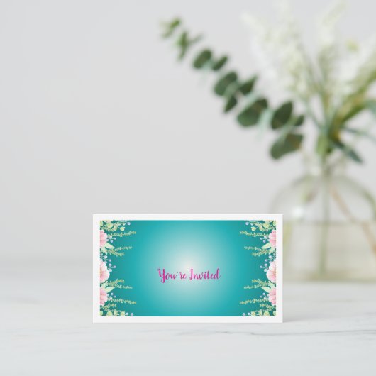 Elegant Green Floral Enclosure Card Informatiekaartje (Staand voorkant)