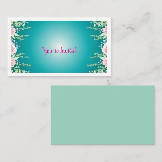 Elegant Green Floral Enclosure Card Informatiekaartje (Voorkant / Achterkant)