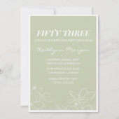Elégant Green Floral invitations de 53e anniversai (Devant)