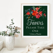 Elegant Green Floral kerstbruiloft Favors Poster