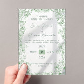 Elegant Green Floral Line Art Wedding Invitation  (In situ (ordinateur de poche))