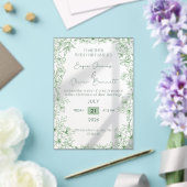 Elegant Green Floral Line Art Wedding Invitation  (Insitu (Mariage))