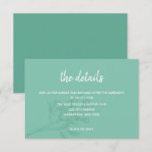 Elegant Green Floral Mariage Détails Carte (Devant / Derrière)