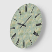Elegant  Green Floral Roos Clock Grote Klok (Hoek)
