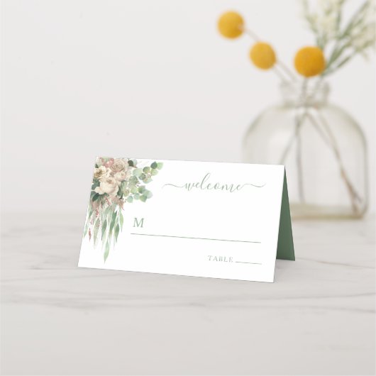 Elegant Green Floral Rozen Wedding (Voorkant)