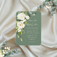 Elegant Green Floral Script Wedding Invitation