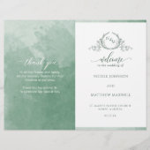 Elegant Green Folded Wedding Ceremony Programme (Voorkant)