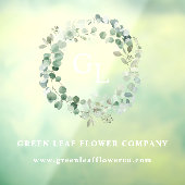 Elegant Green Foliage Business Name Monogram Windo Raamsticker (Vel 3)