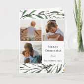 Elegant Green Foliage Gold Confetti Waterverf Feestdagen Kaart (Voorkant)