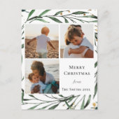 Elegant Green Foliage Gold Confetti Waterverf Feestdagenkaart (Voorkant)