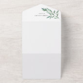 Elegant Green Foliage QR Code All In One Uitnodiging (Buitenkant)