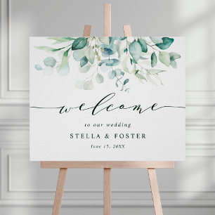 Elegant Green Foliage Weddenschap Welkomstbord Poster