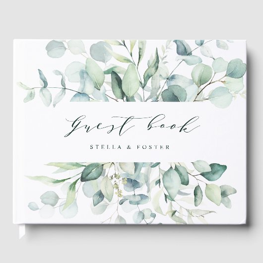 Elegant Green Foliage Wedding Gastenboek (Voorkant)