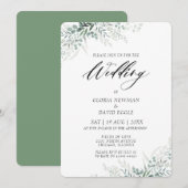 Elegant Green Foliage Wedding Invitation Kaart (Voorkant / Achterkant)